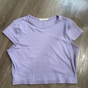 purple ribbed crop top